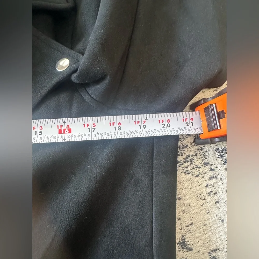 Old Navy Faux Suede Black Moto Jacket size Large Tall - Picture 8 of 11